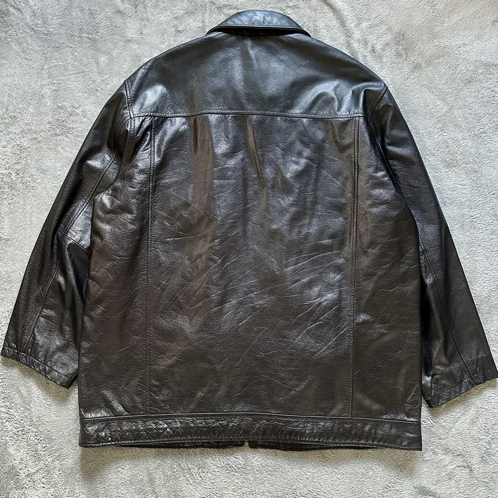 Vintage M JULIAN WILSONS Leather Jacket Mens XL Black Y2K Quilted Lined Zip